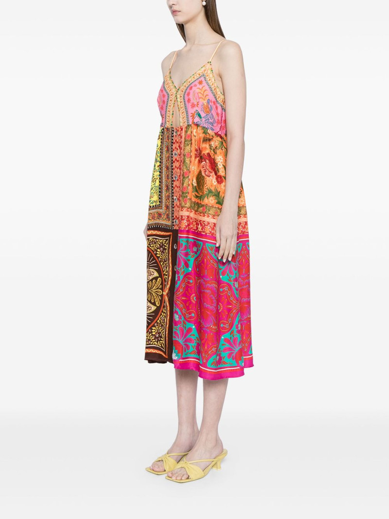 Mixed Scarves-print midi dress 3