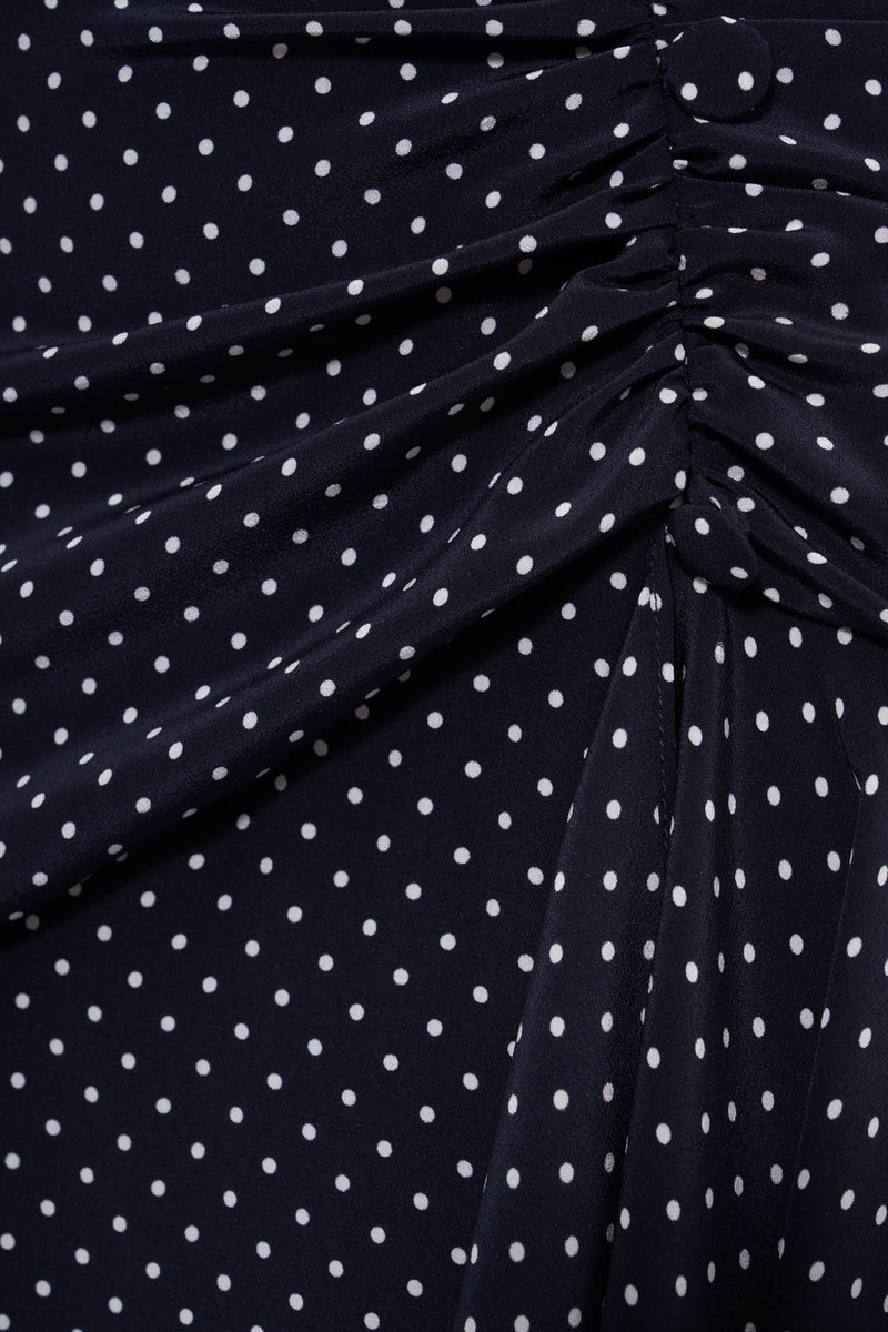 POLKA DOT SILK HIGH NECK DRESS WITH VOLANT 3