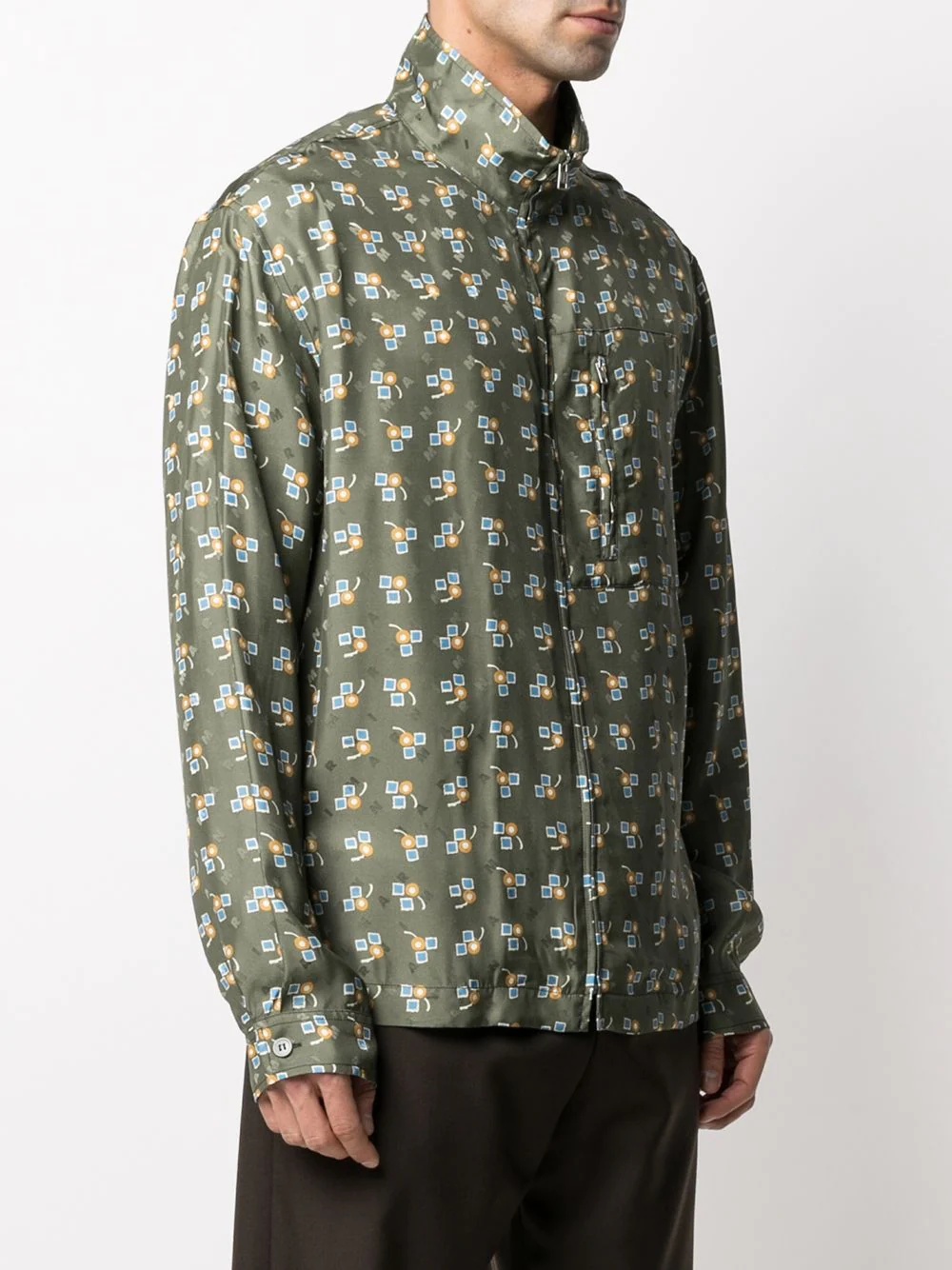 abstract print zip-up jacket - 3