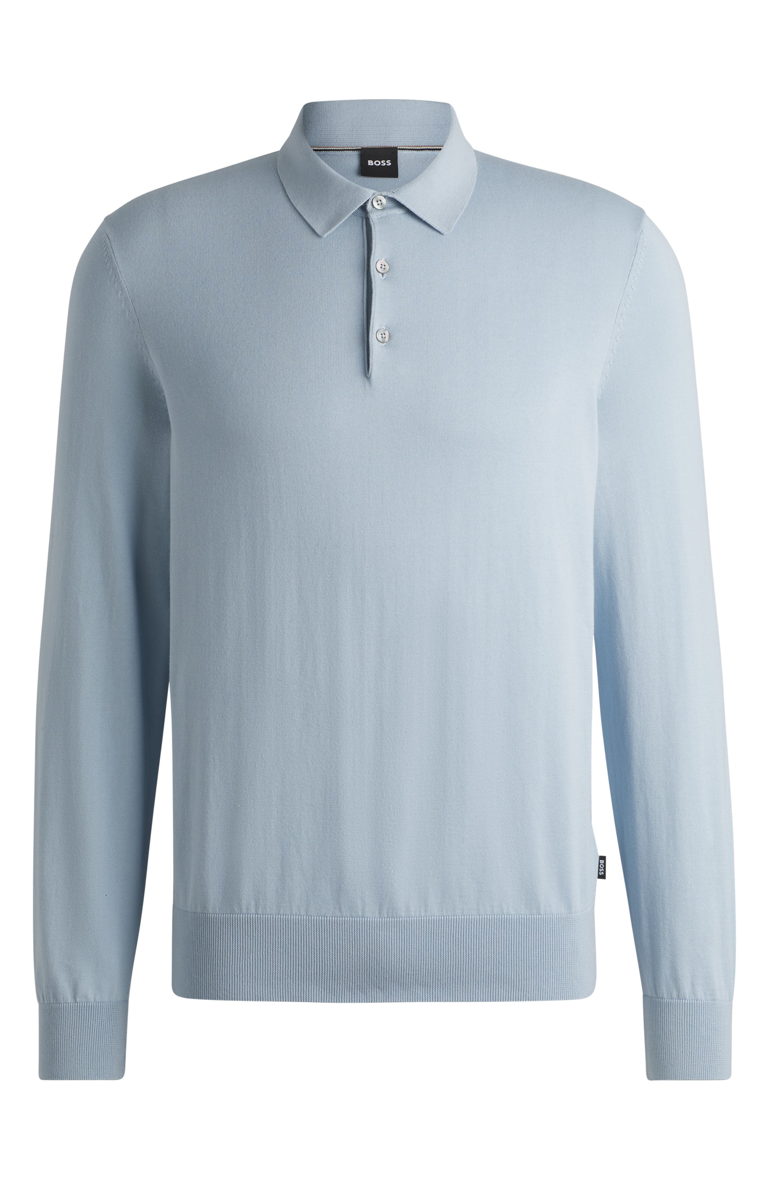 BOSS Gemello Cotton Polo Sweater in Light Blue at Nordstrom - 4