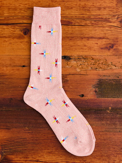 ANONYMOUSISM Sun Cross Crew Sock in Pink outlook