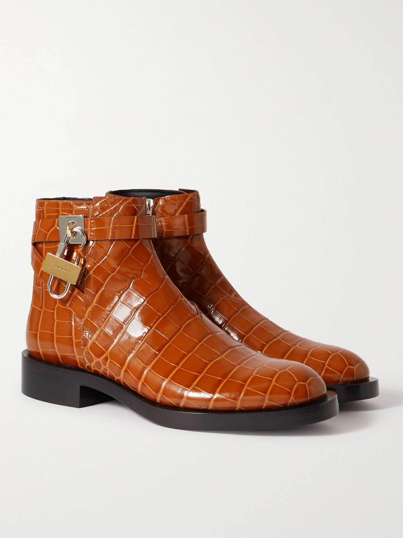 Embellished Croc-Effect Leather Chelsea Boots - 4