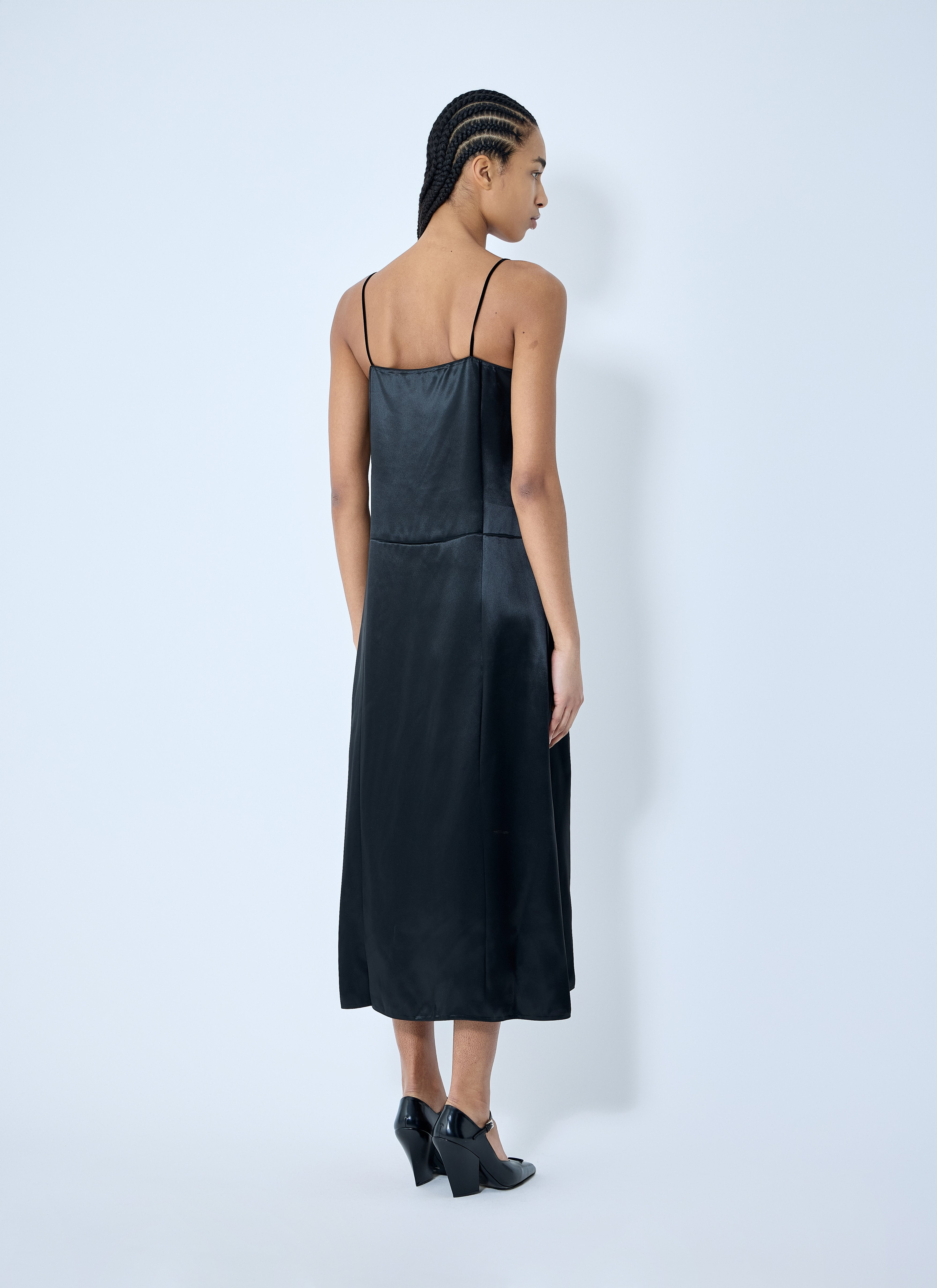 Prada Women Satin Logo Patch Midi Dress - 4
