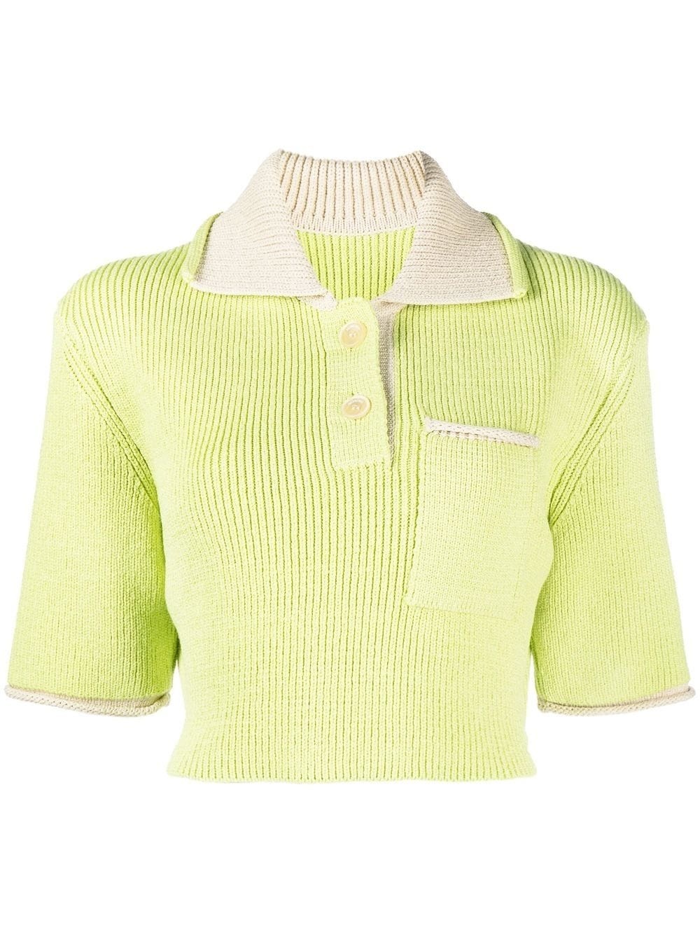 Le polo ribbed knit top - 1