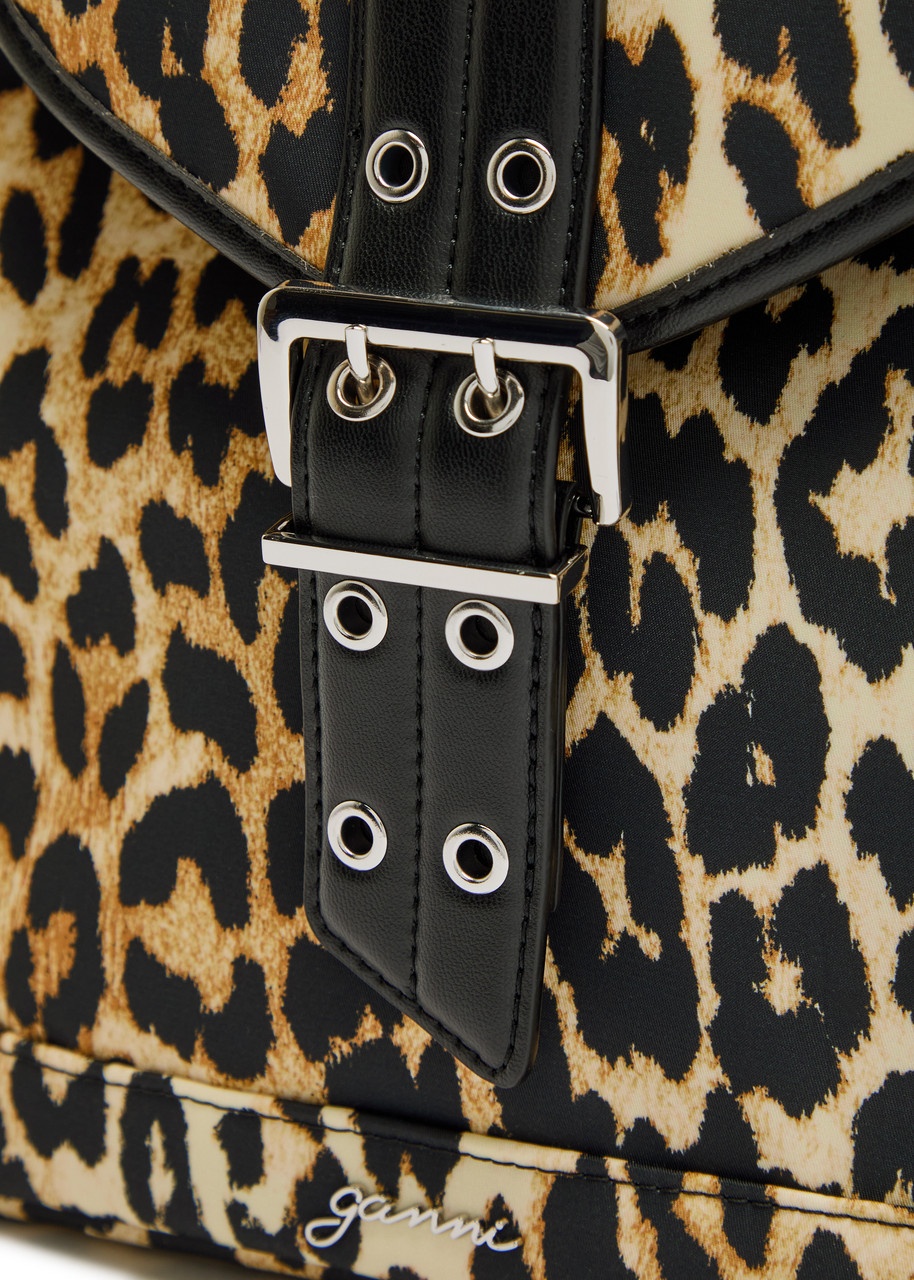 Ganni Bucky Leopard-print Nylon Backpack - 3