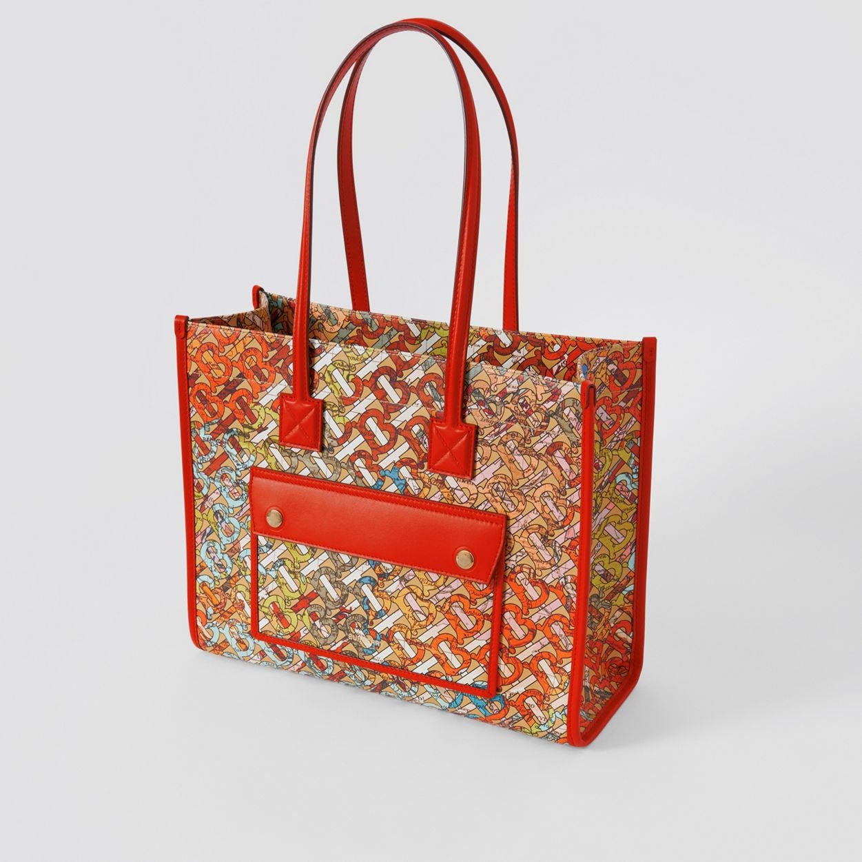 Small Monogram Map Print Leather Freya Tote 3