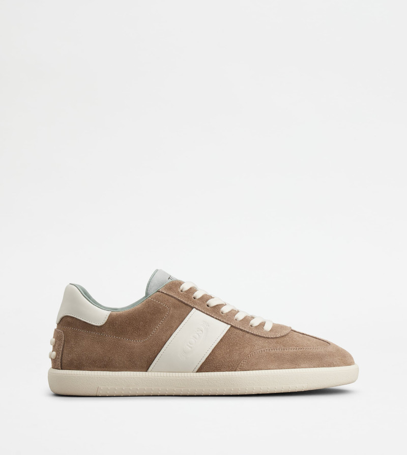 TOD'S TABS SNEAKERS IN SUEDE - BROWN, WHITE, LIGHT BLUE 1