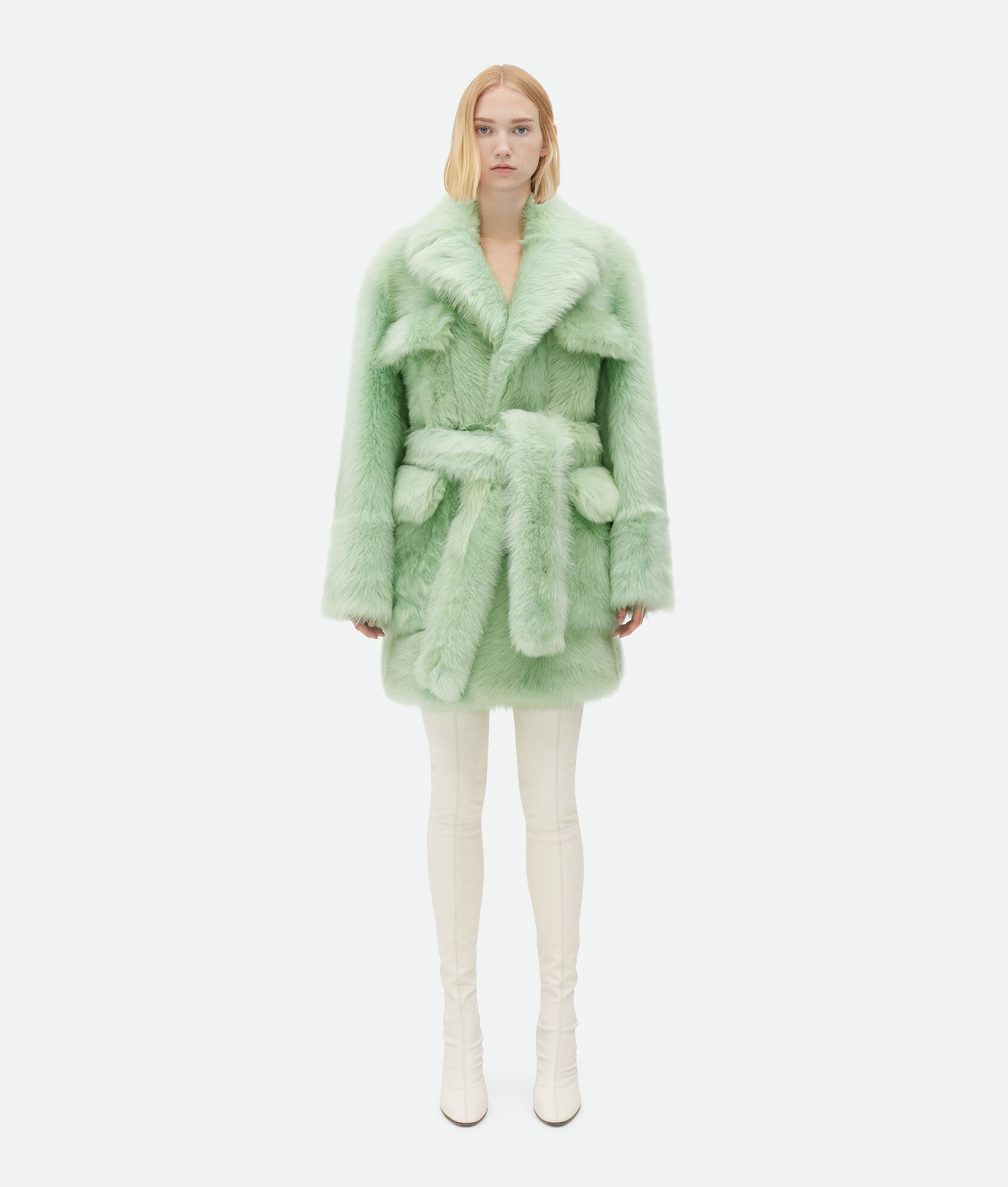 Shearling Belted Coat - 1
