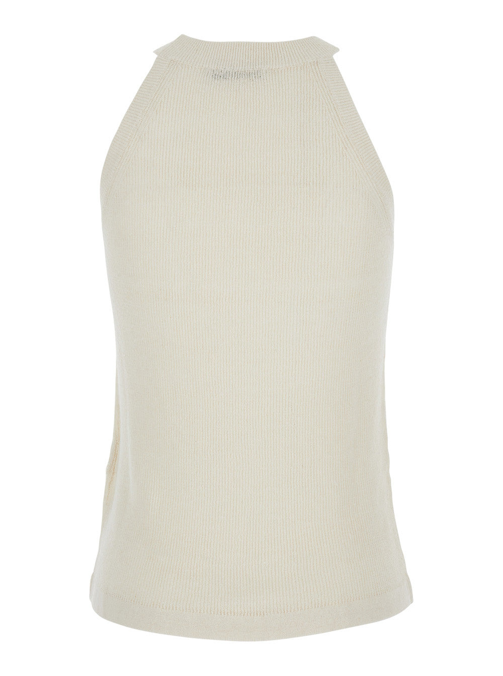 Max Mara Women 'Lolli' White Sleeveless Top With High Neck In Silk Blend Woman - 2