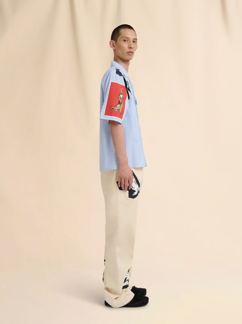 CREAM ORGANIC BULL DENIM TROUSERS 6
