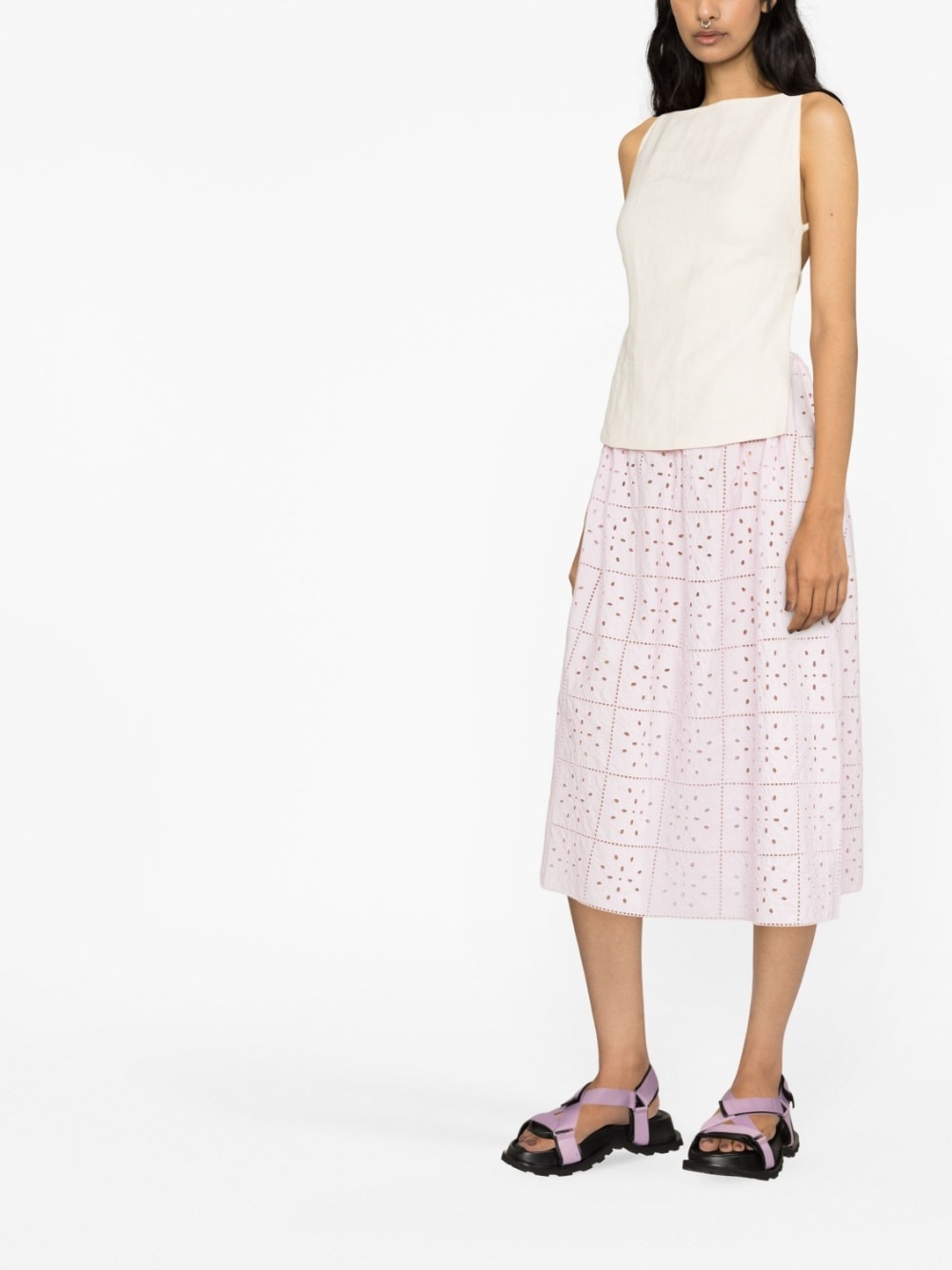 broderie-anglaise straight skirt - 2