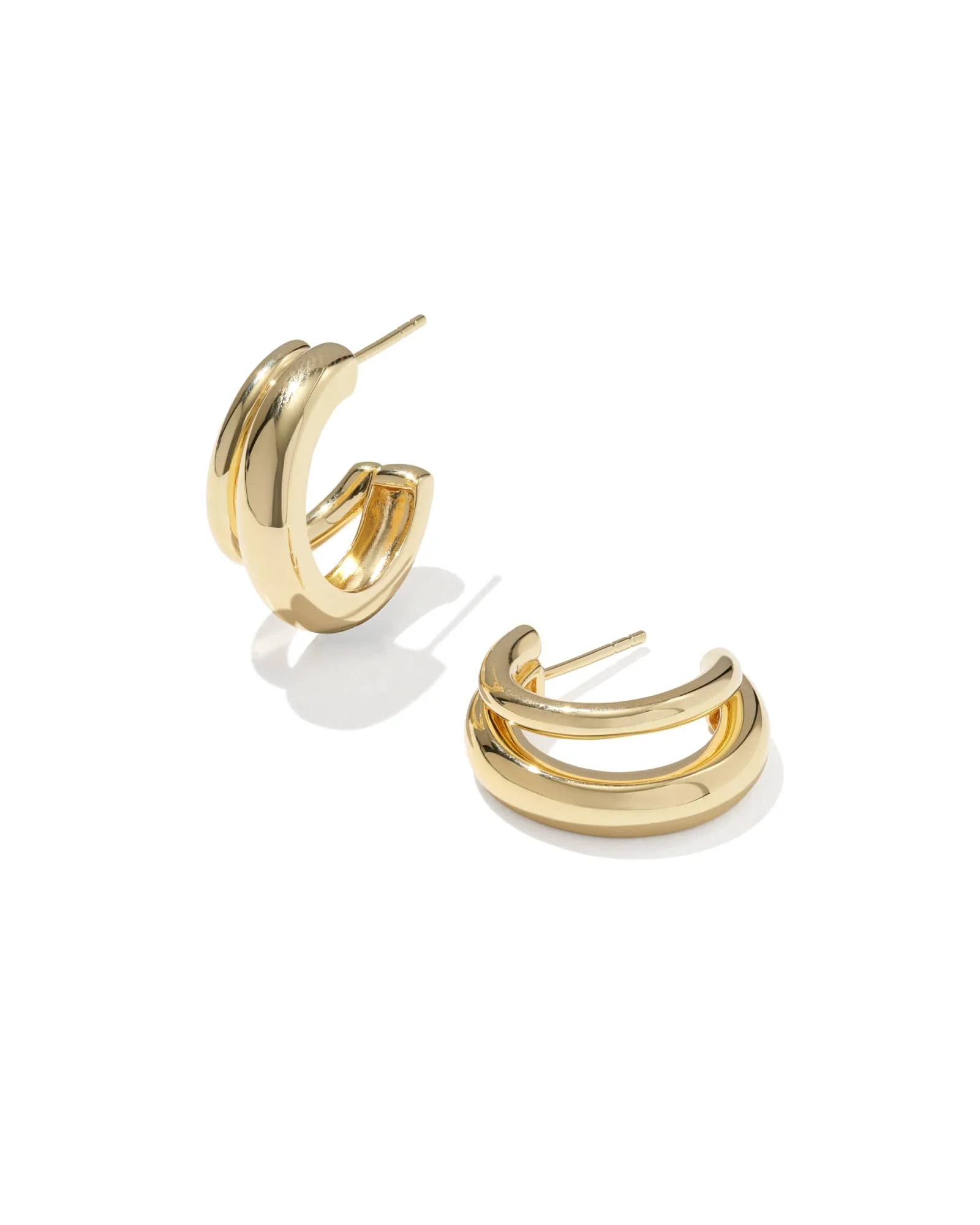 Meg 18k Gold Vermeil Double Huggie Earrings - 1