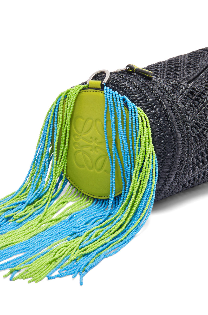 Bracelet pouch in raffia and classic calfskin 5