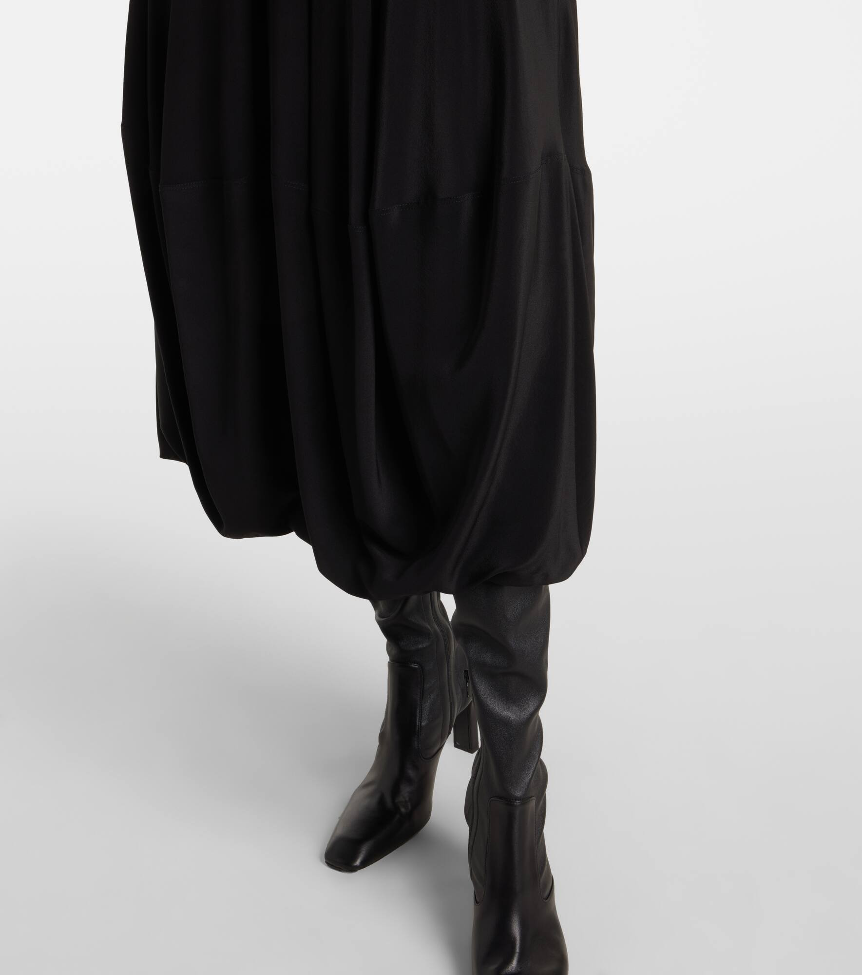 Low-rise silk crêpe de chine midi skirt - 5