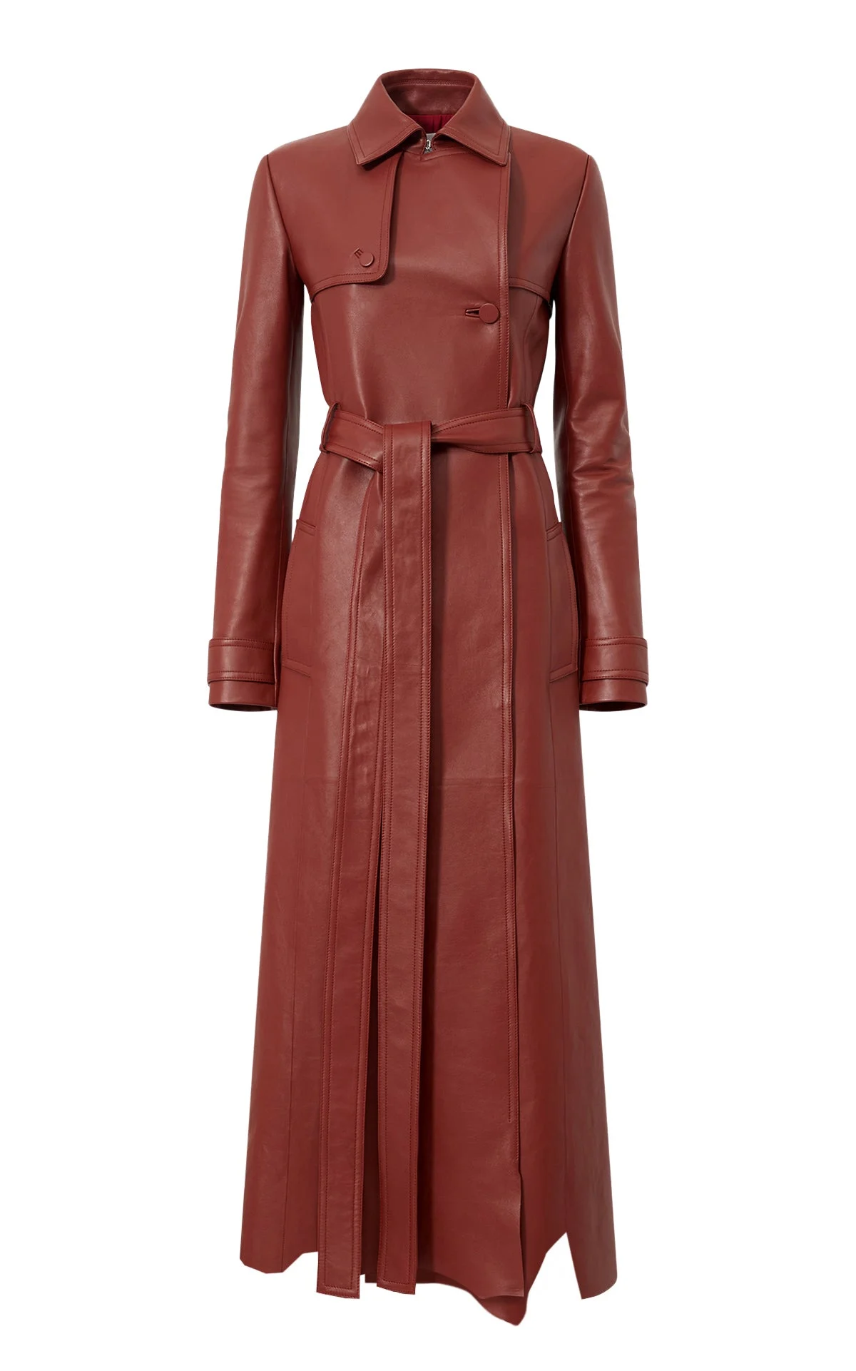 Pavel Raw Cut Trench Coat in Burnt Sienna Soft Leather - 1