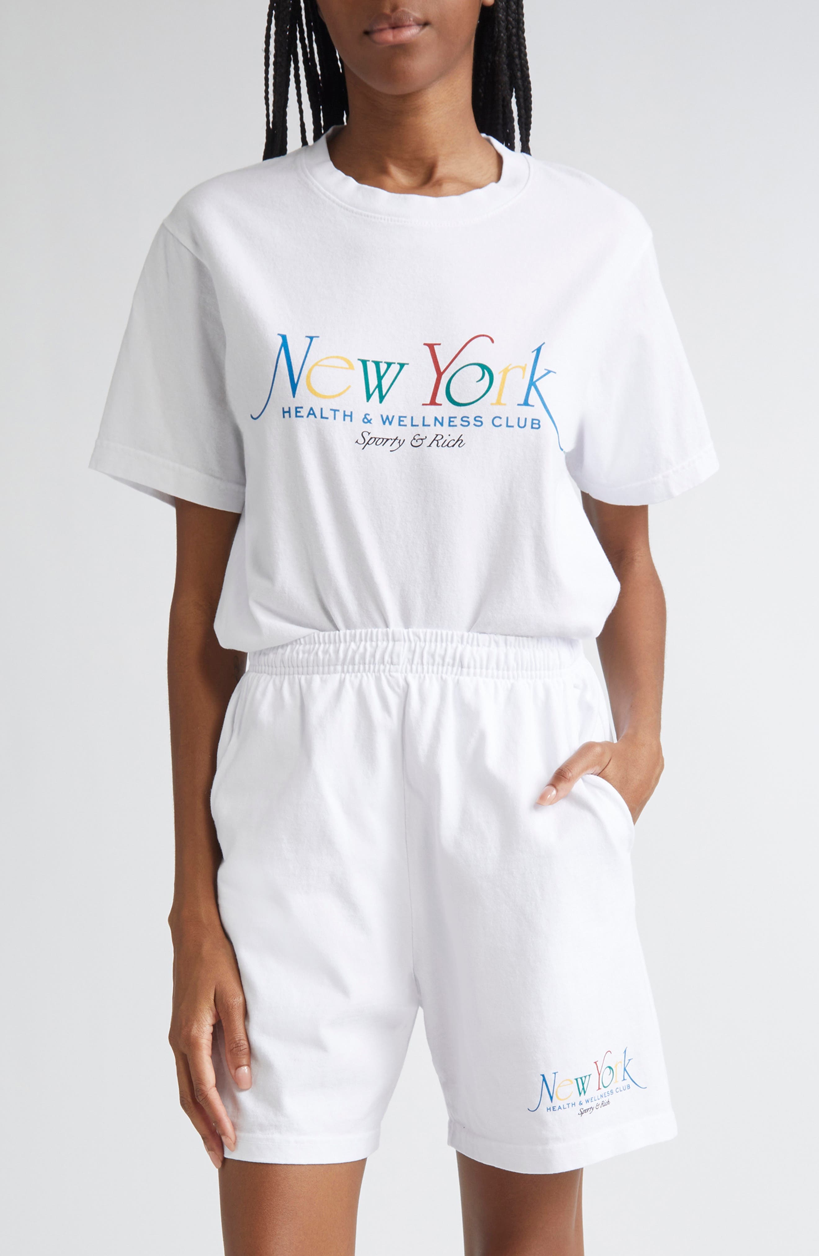 Sporty & Rich New York Graphic T-Shirt in White/Ruby/Alpine/Blue at Nordstrom - 1