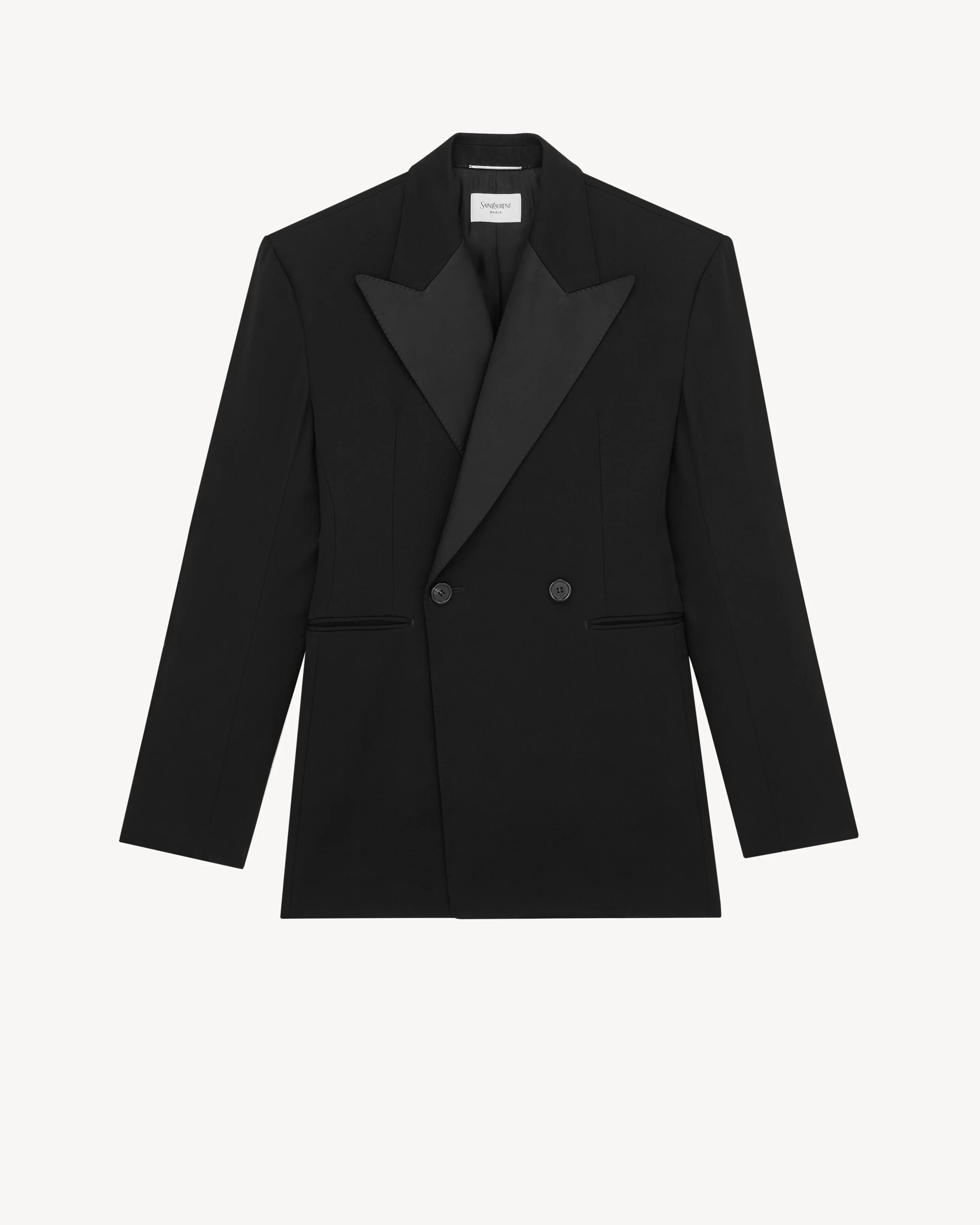 DOUBLE-BREASTED TUXEDO JACKET IN GRAIN DE POUDRE - 1