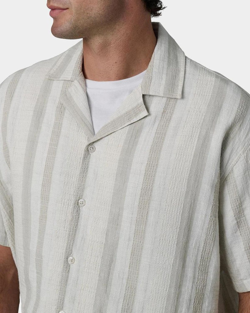Men's Dobby Stripe Cotton and Linen Cabana Shirt 5