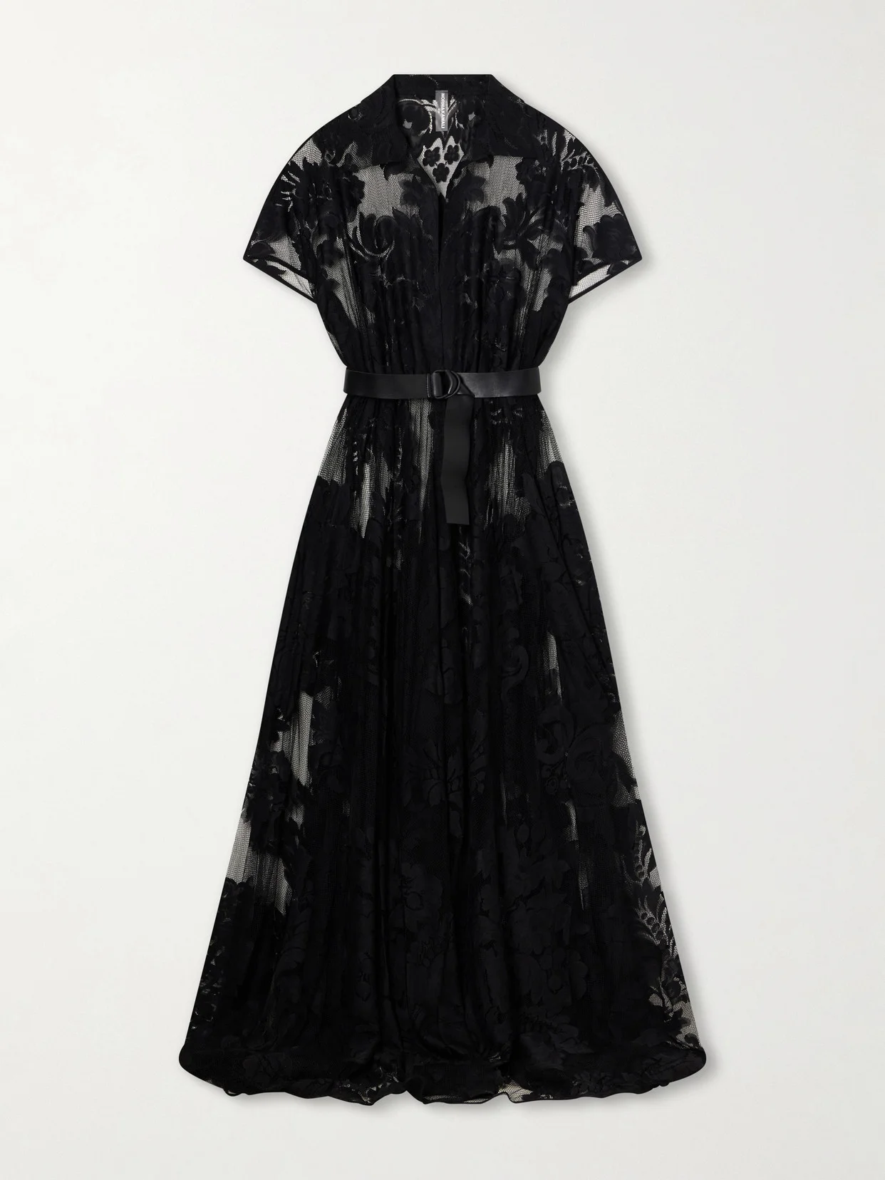 Belted Embroidered Mesh Gown - 1