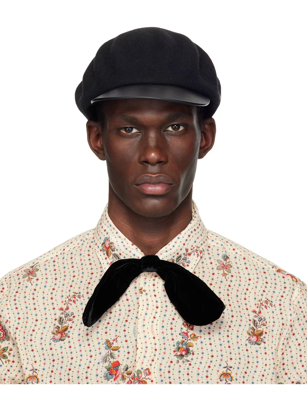 Black VLogo Leather Visor Signature Wool Cap - 1