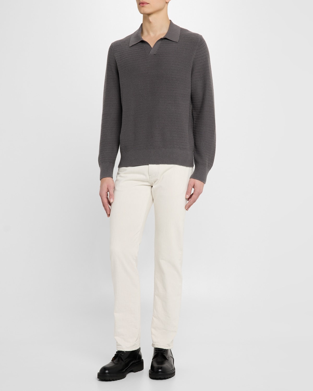Men's Craftsman Rib Sweater with Johnny Collar - 2