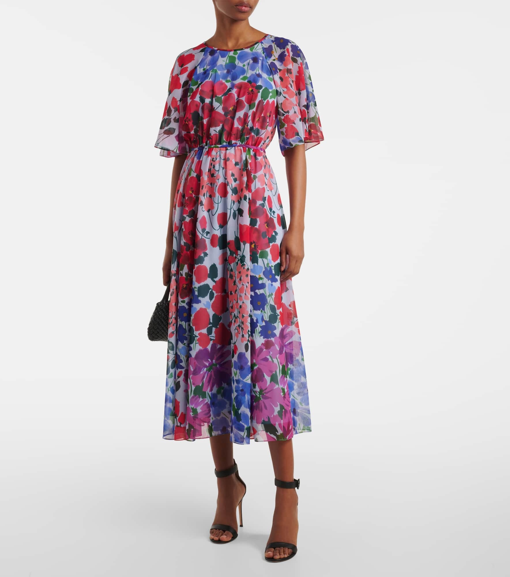 Floral gathered midi dress - 2