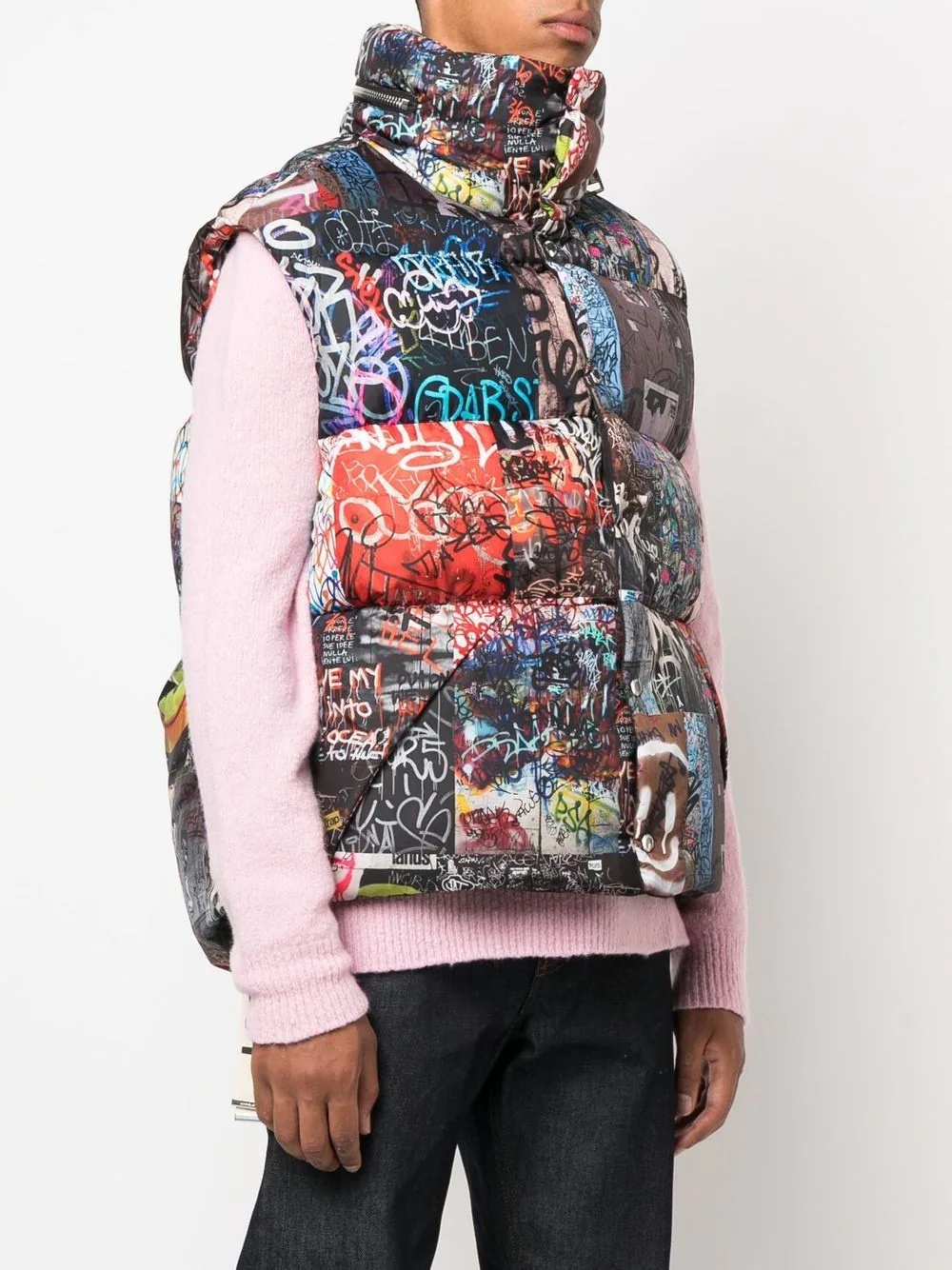 graffiti-print zip-up gilet - 3