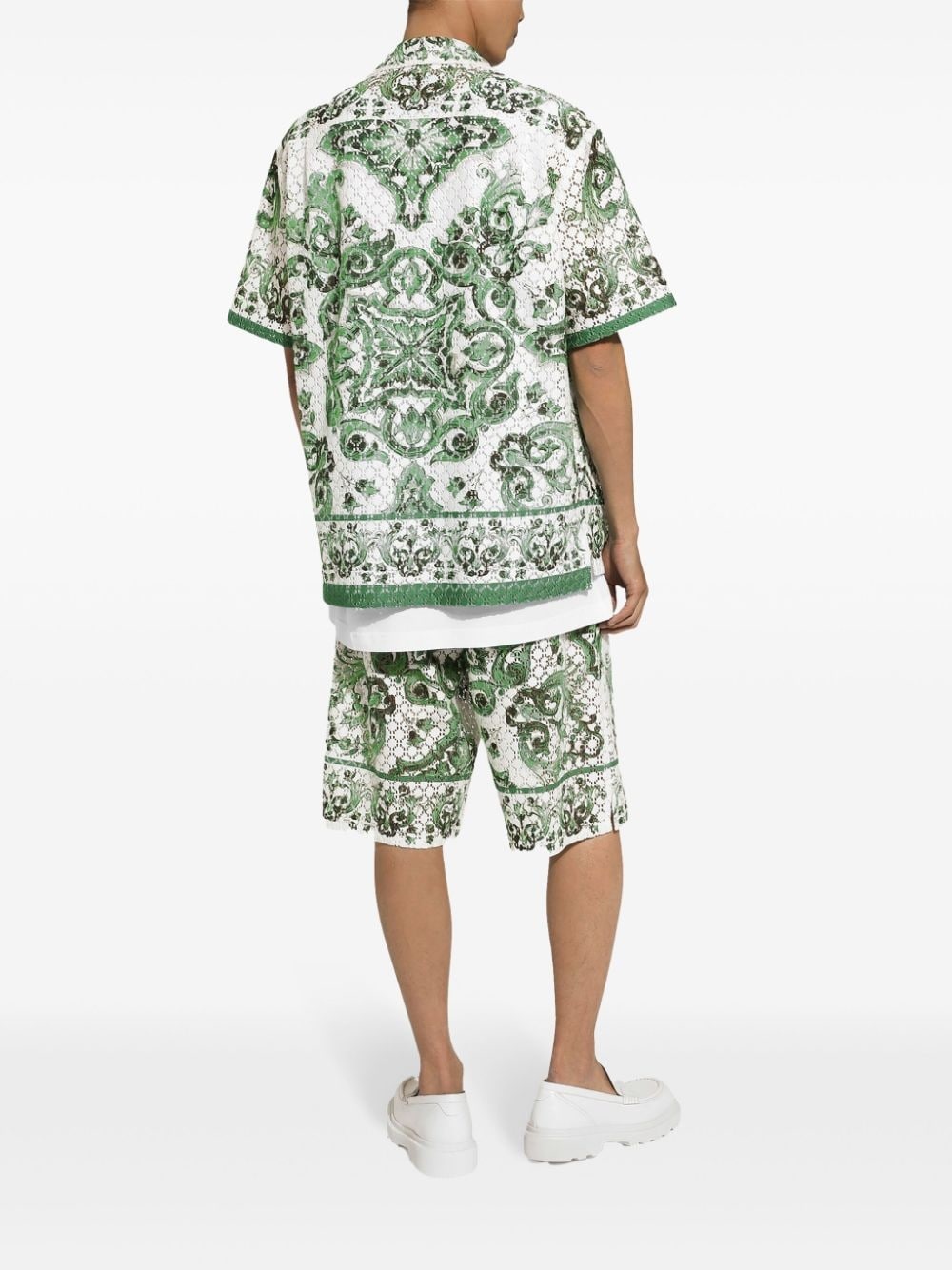 majolica-print crochet-knit shorts - 4