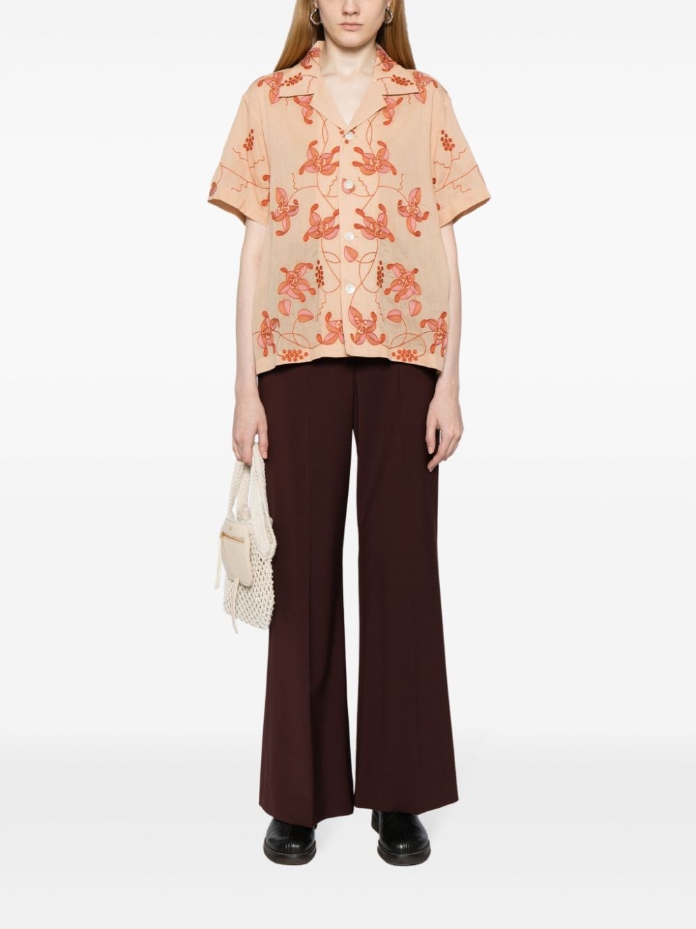Bougainvillea floral-embroidered cotton shirt - 2