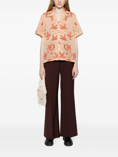 BODE Bougainvillea floral-embroidered cotton shirt outlook
