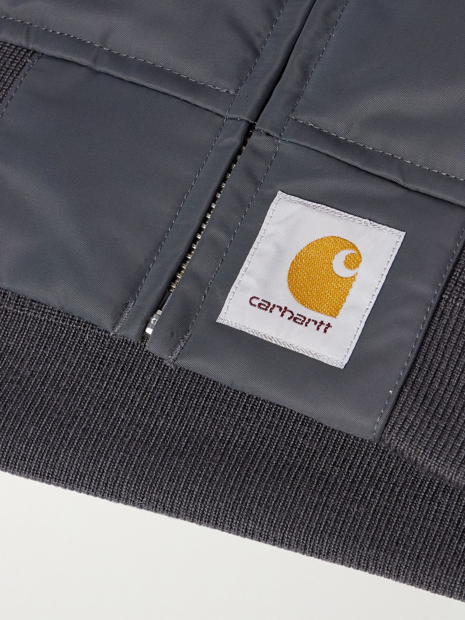 Santa Fe Alumni Velvet-Trimmed Nylon-Twill Bomber Jacket Gray - 5