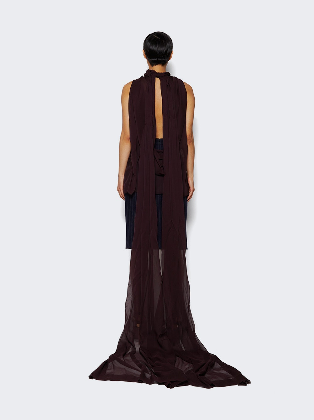 Lavalliere Neck Blouse Bordeaux Fonce - 5