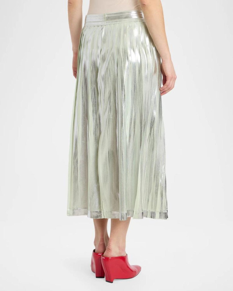 Pleated Metallic Silk Midi Skirt 3