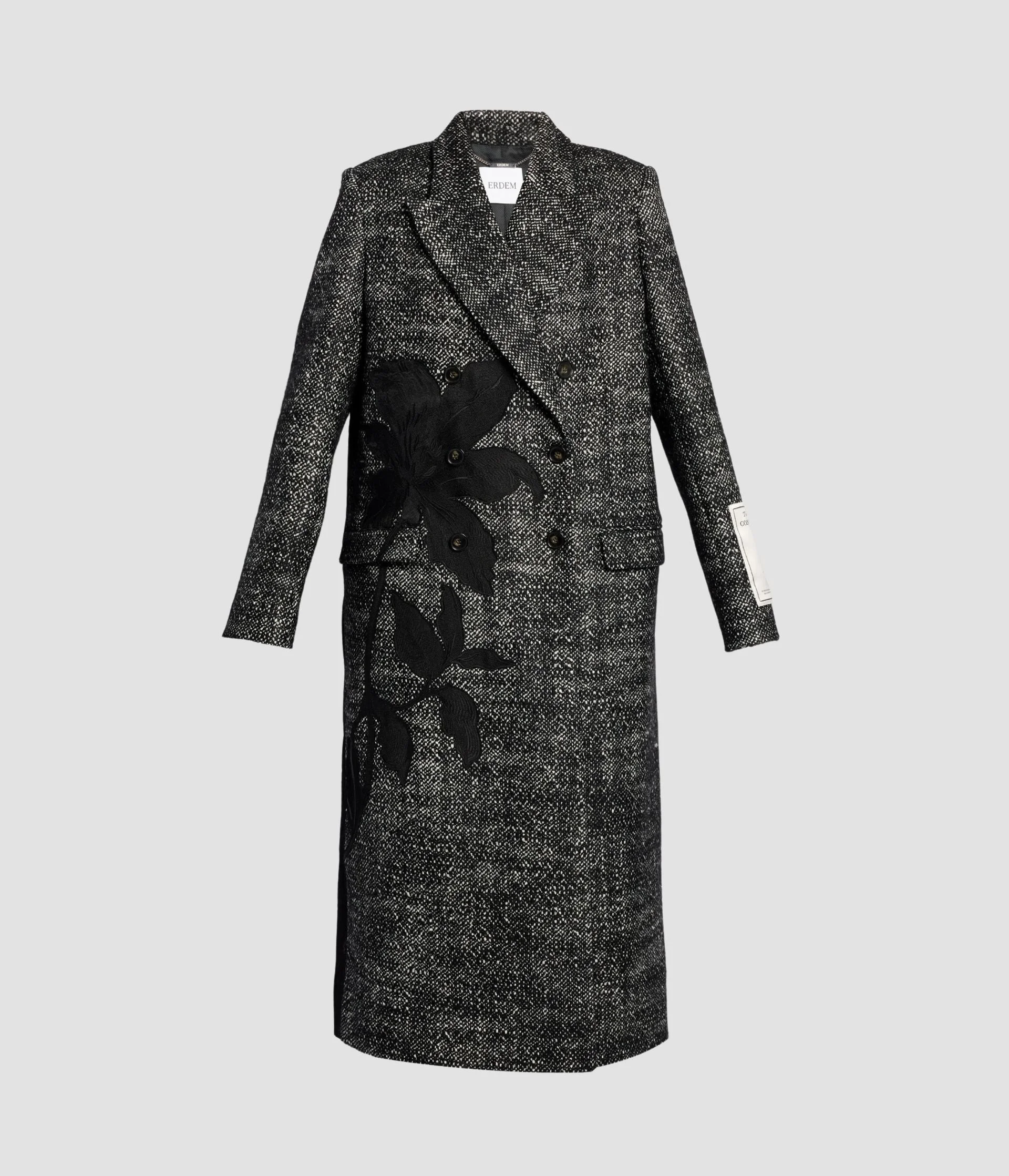 FLORAL EMBROIDERED WOOL TAILORED COAT - 1