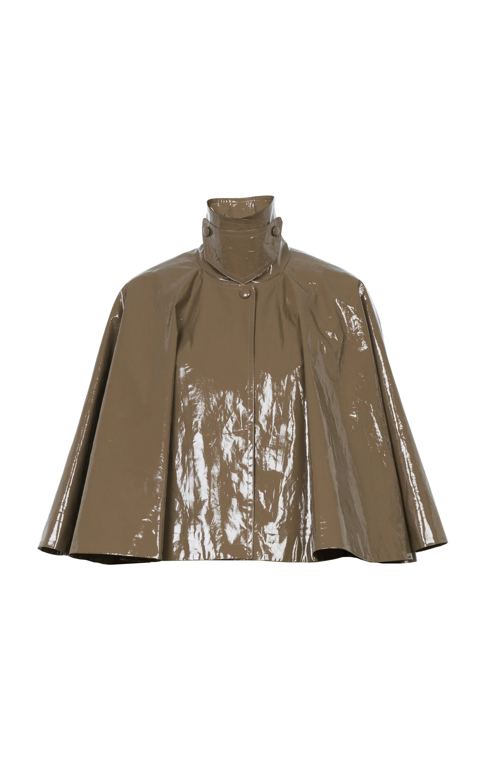 Cropped Lacquered Cotton Capelet taupe - 1