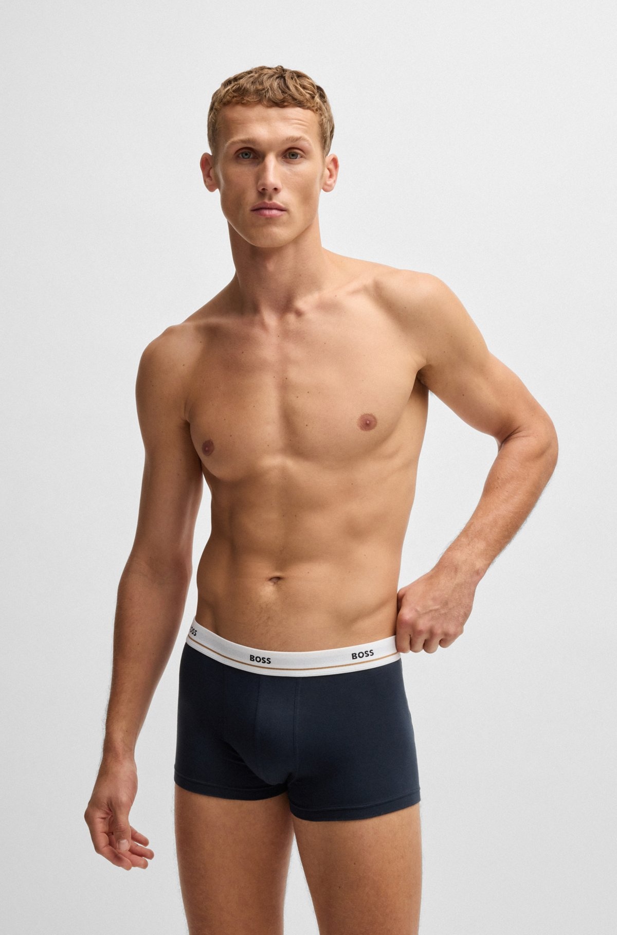 THREE-PACK OF STRETCH-COTTON TRUNKS WITH LOGO WAISTBANDS - 5