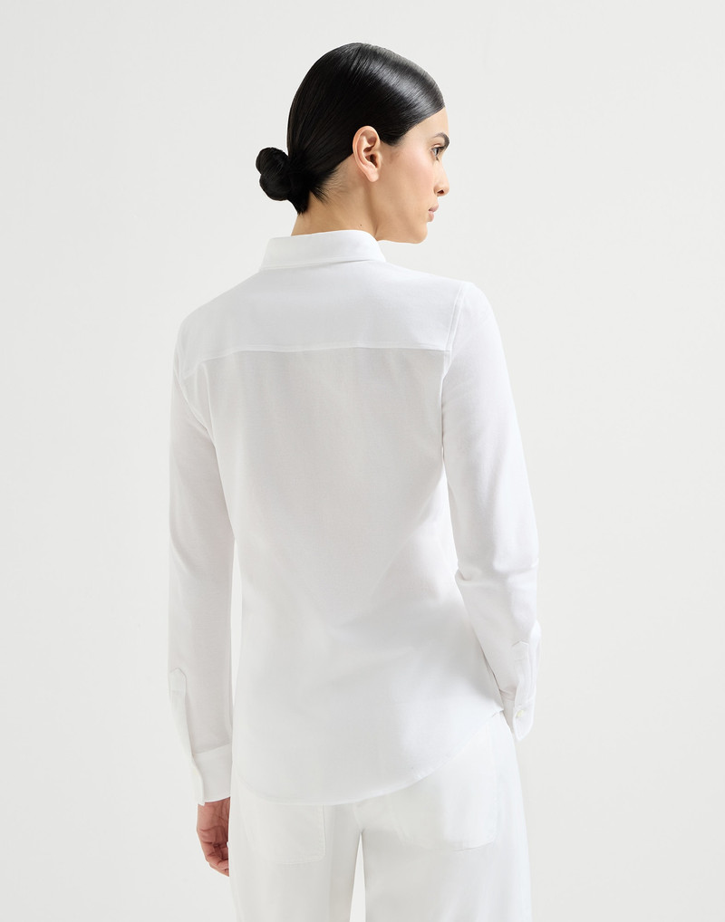 Stretch cotton piqué shirt with logo 3