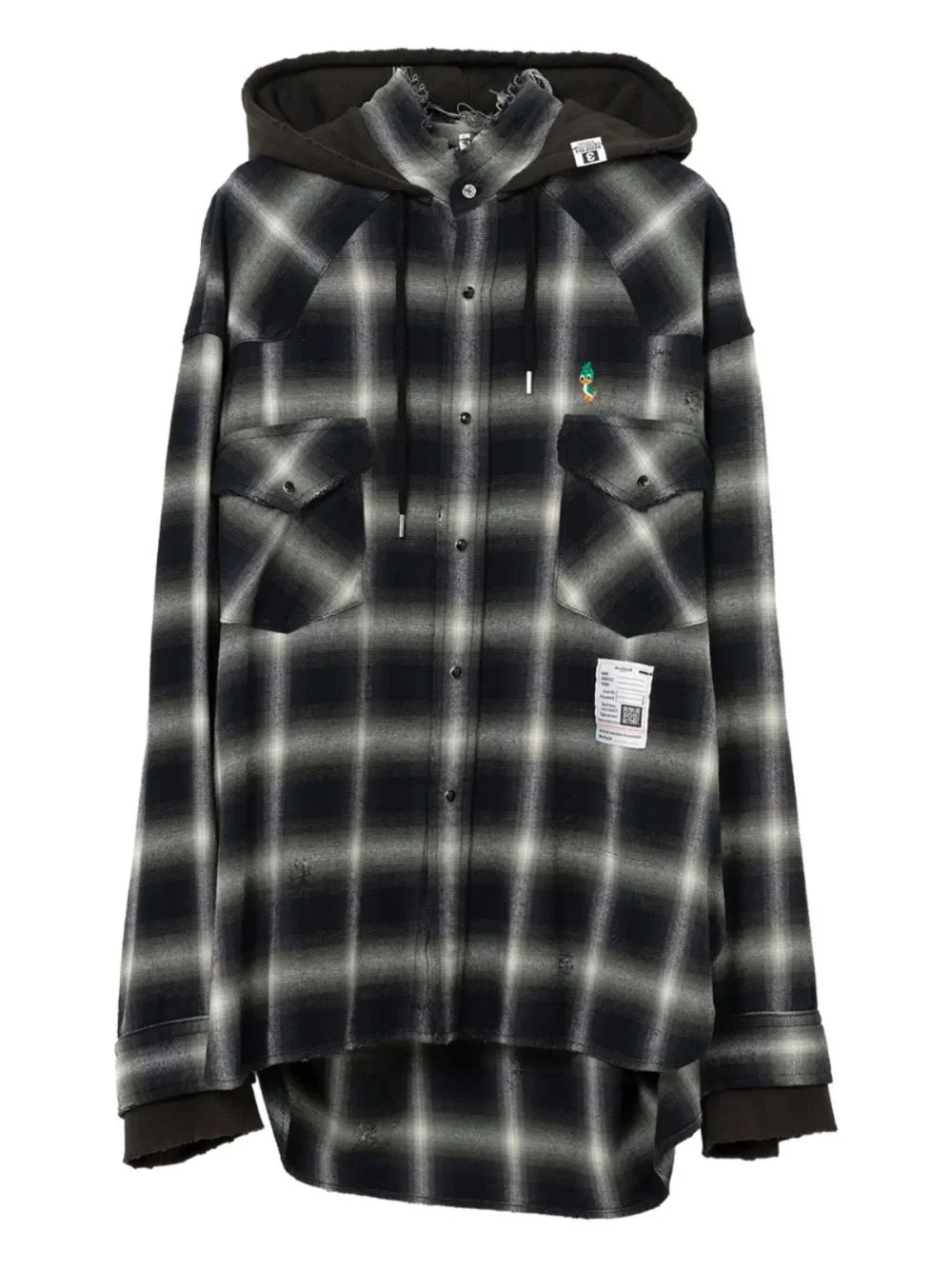 hooded checked shirt - 1