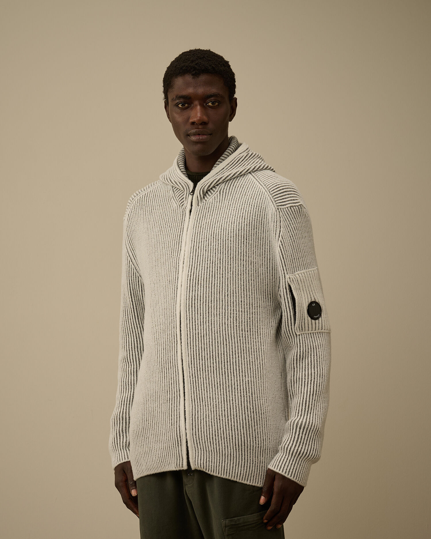 Fleece Knit Hooded Full Zip Sweater - 3