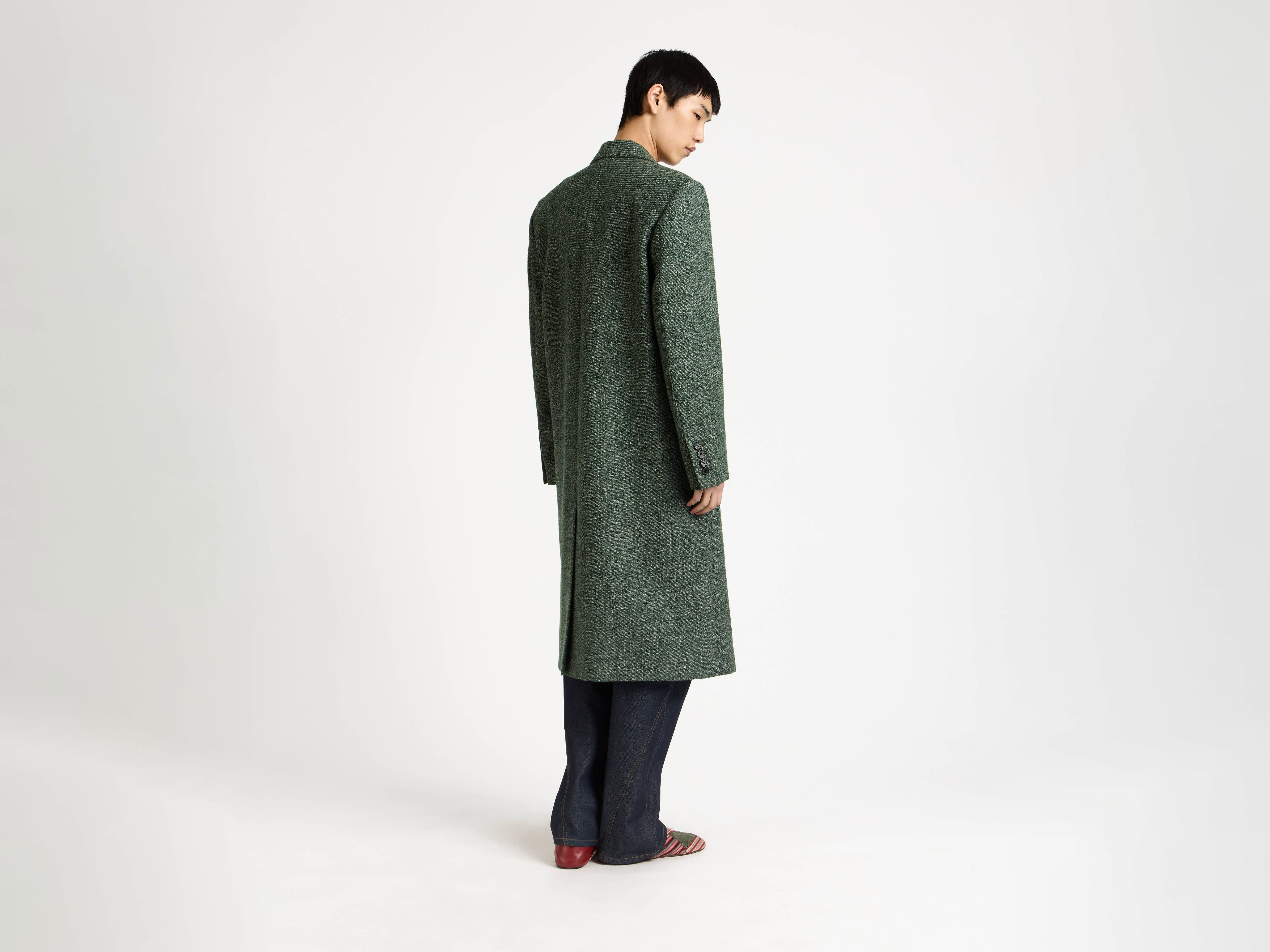 DOUBLE BREASTED COAT IN BOTTLE GREEN - 4