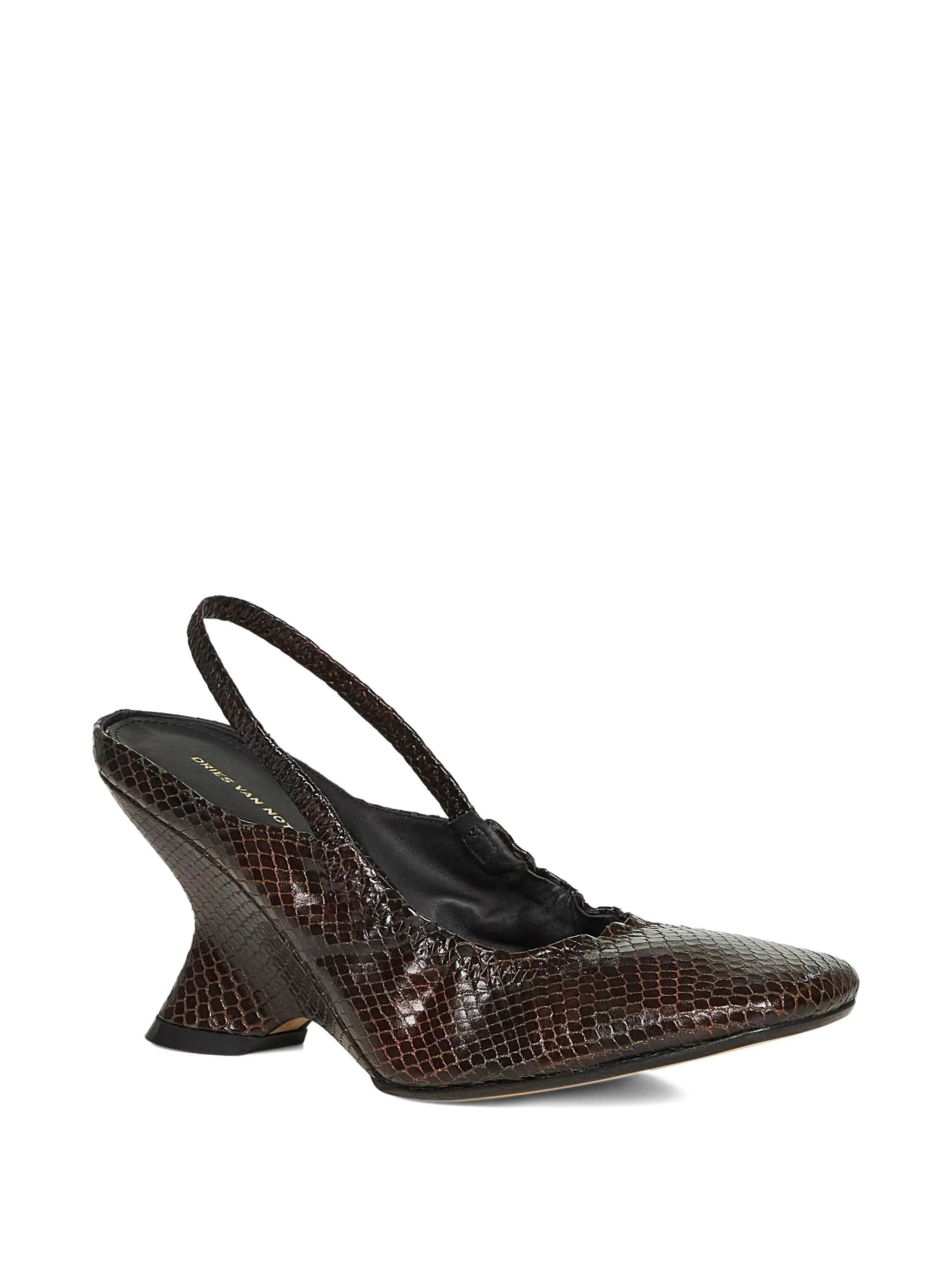 Dries Van Noten 75mm Elasticated-slingback Lizard-embossed Pumps - 2
