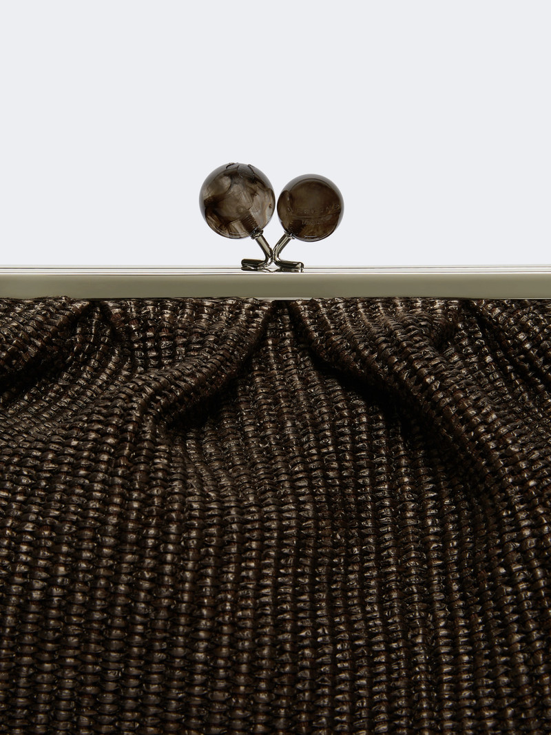 NABARRO Large raffia-effect Pasticcino bag - DARK BROWN 4