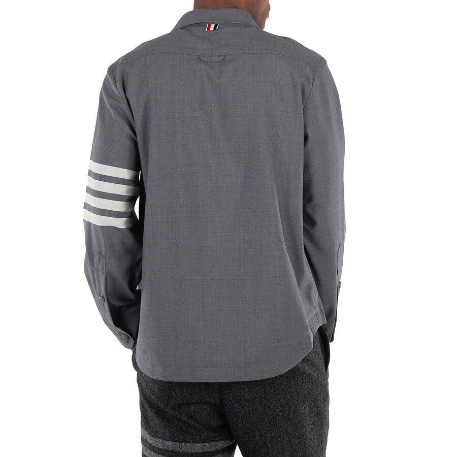 Thom Browne Medium Grey 4-Bar Wool Shirt Jacket - 3