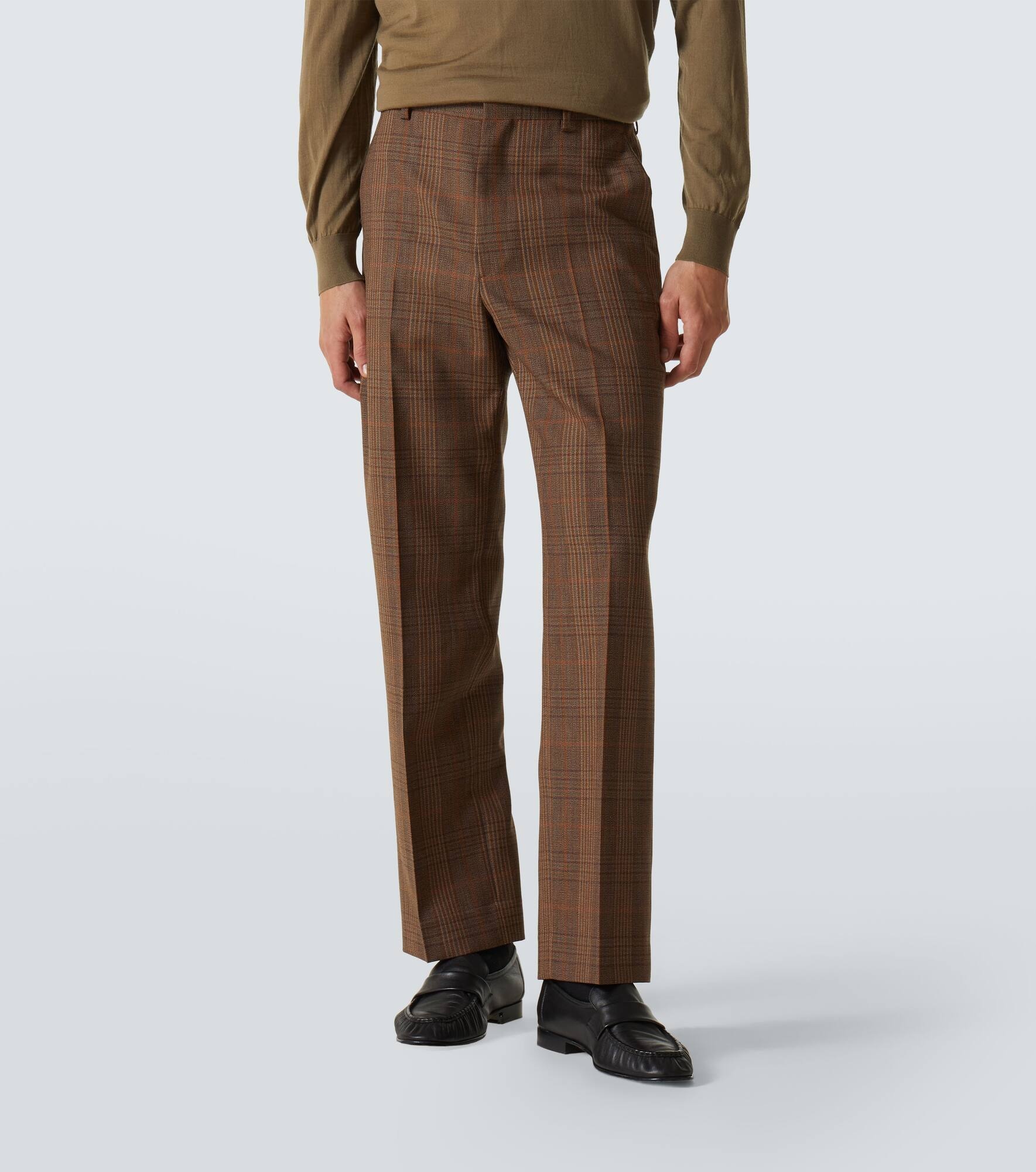 Prince of Wales check wool straight pants - 3