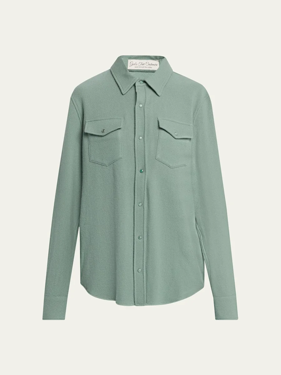 Cashmere Button-Front Shirt - 1