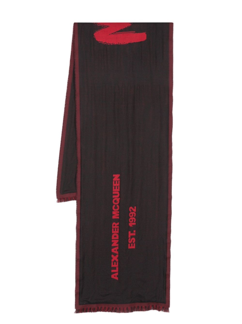 logo-print wool scarf - 1