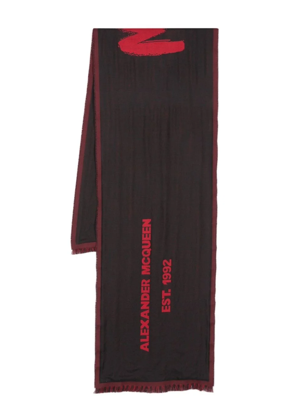 logo-print wool scarf - 1
