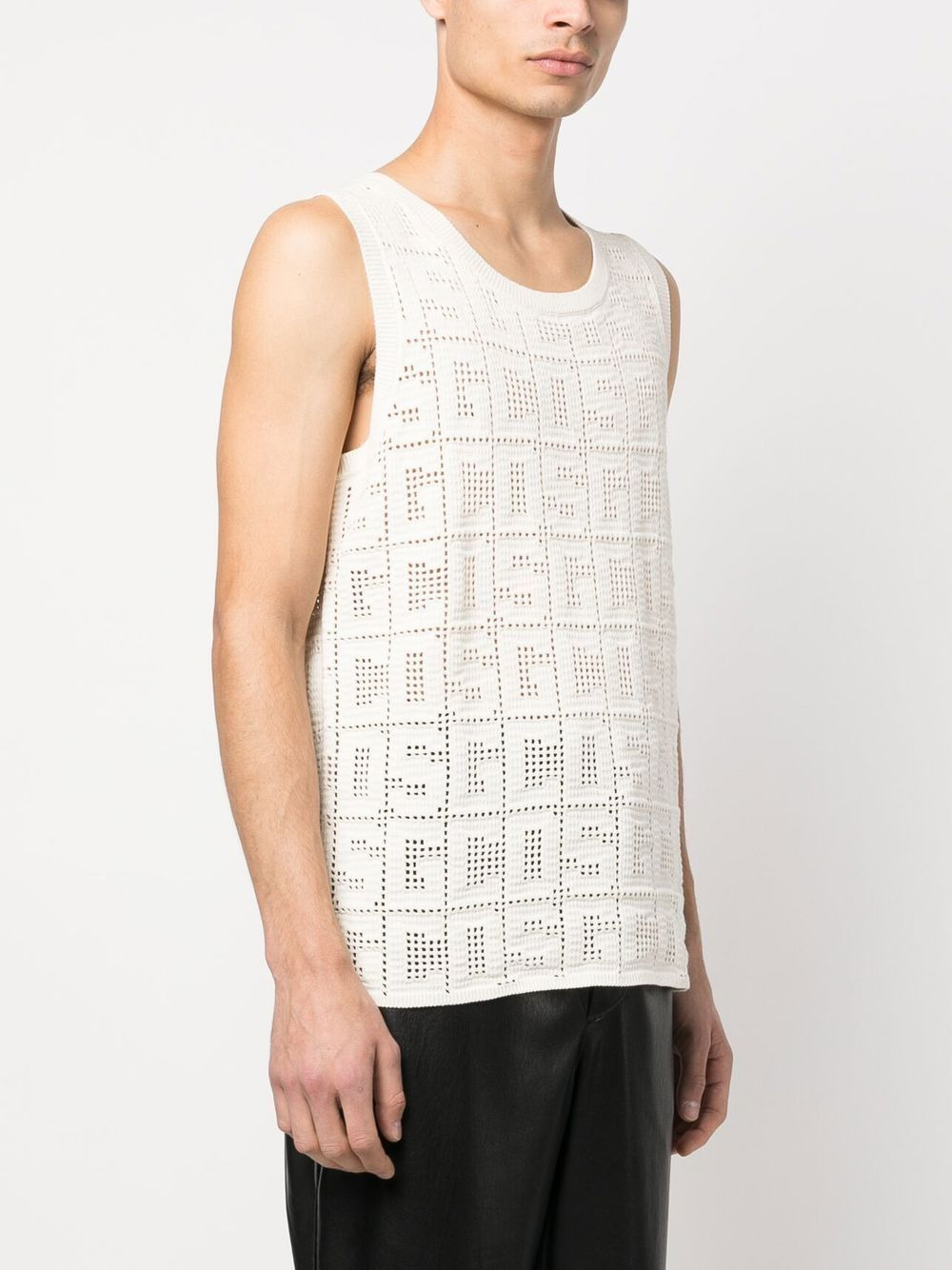monogram macramé tank top - 3