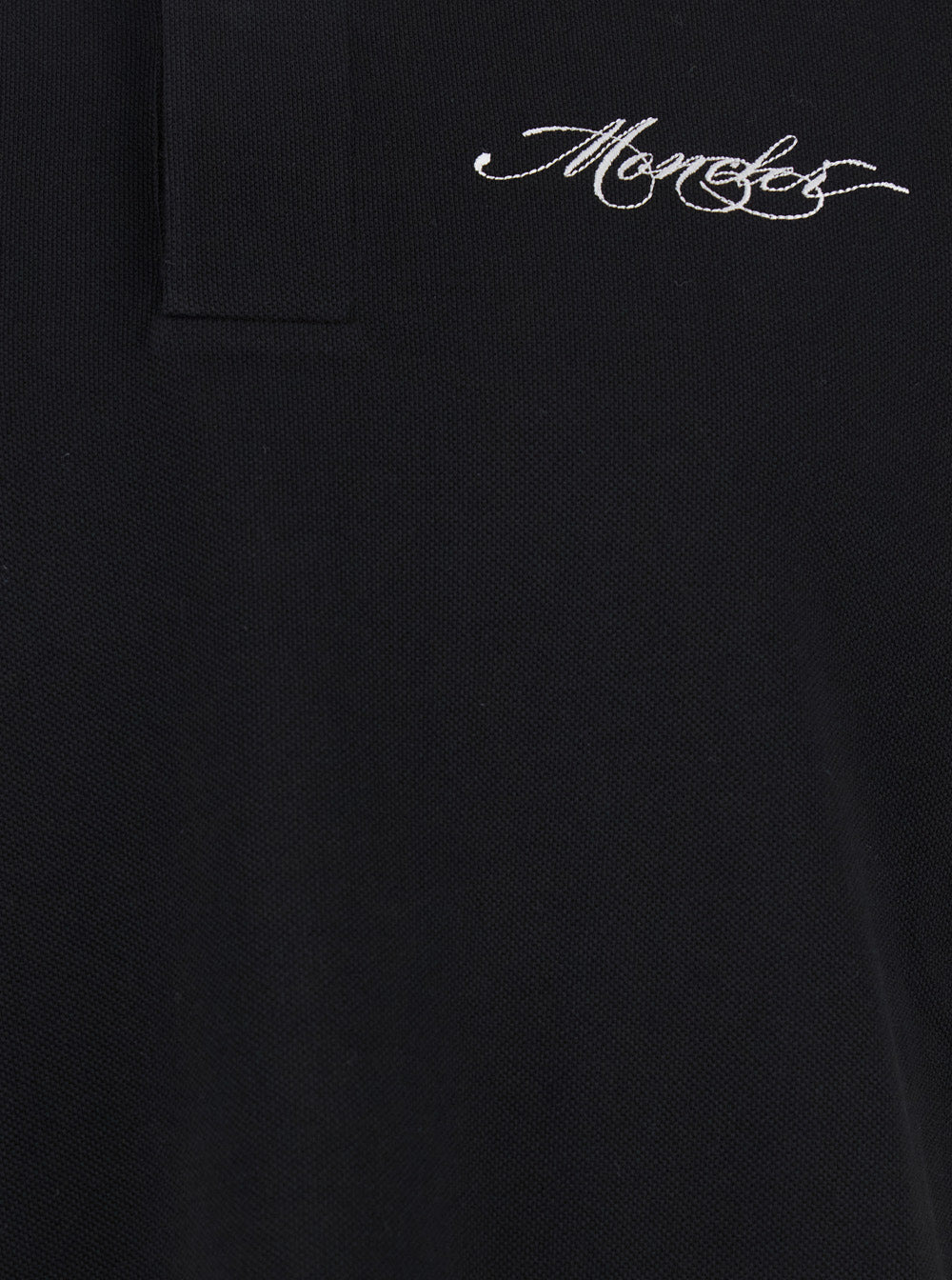 Moncler Men Black Polo Shirt With Classic Collar And Logo Lettering Embroidery On The Front In Cotto - 3