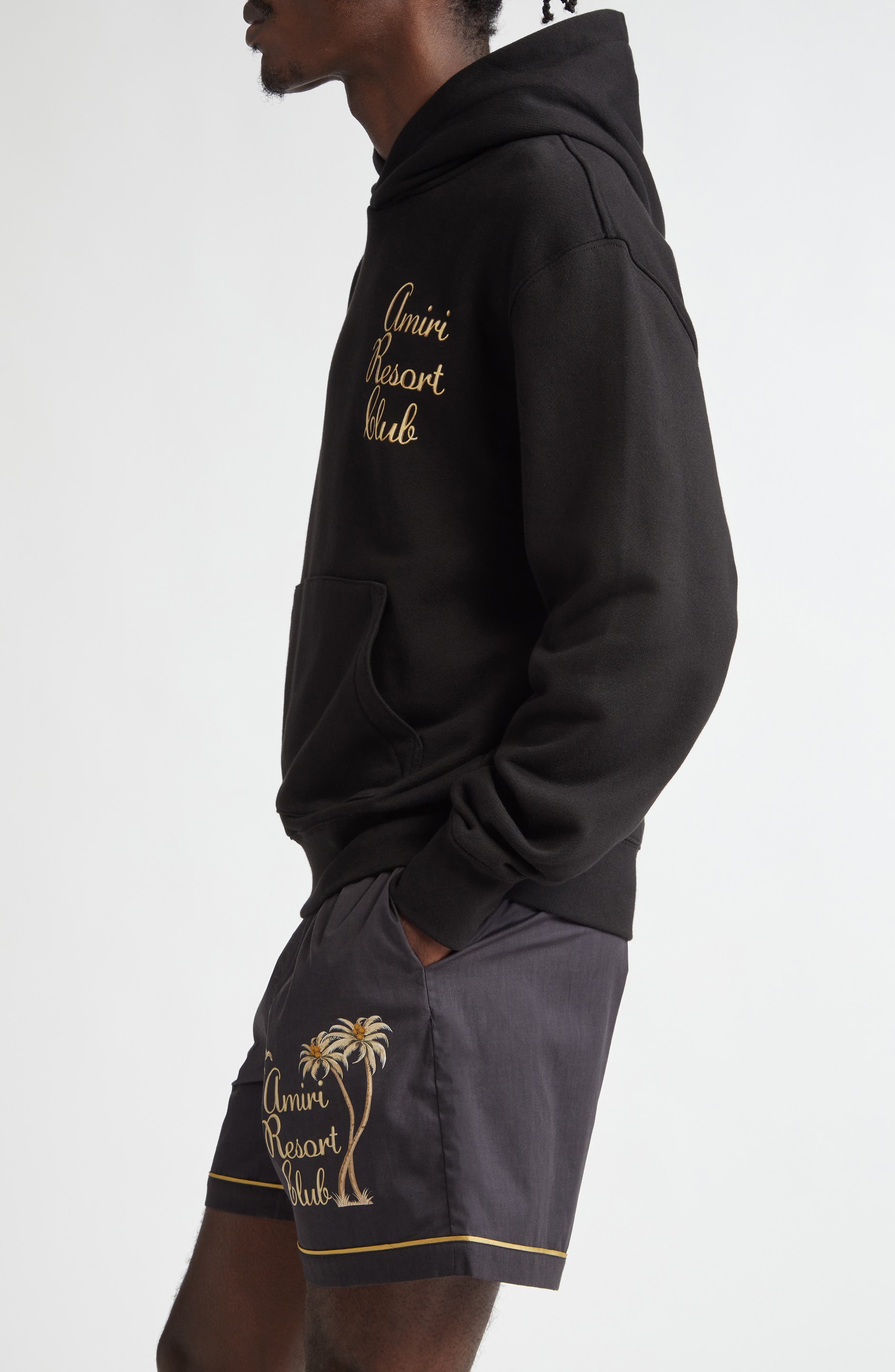 AMIRI Resort Club Logo Cotton Hoodie in Black at Nordstrom - 4